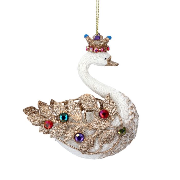 Gisela Graham Resin Diamante Glorious Swan Decoration